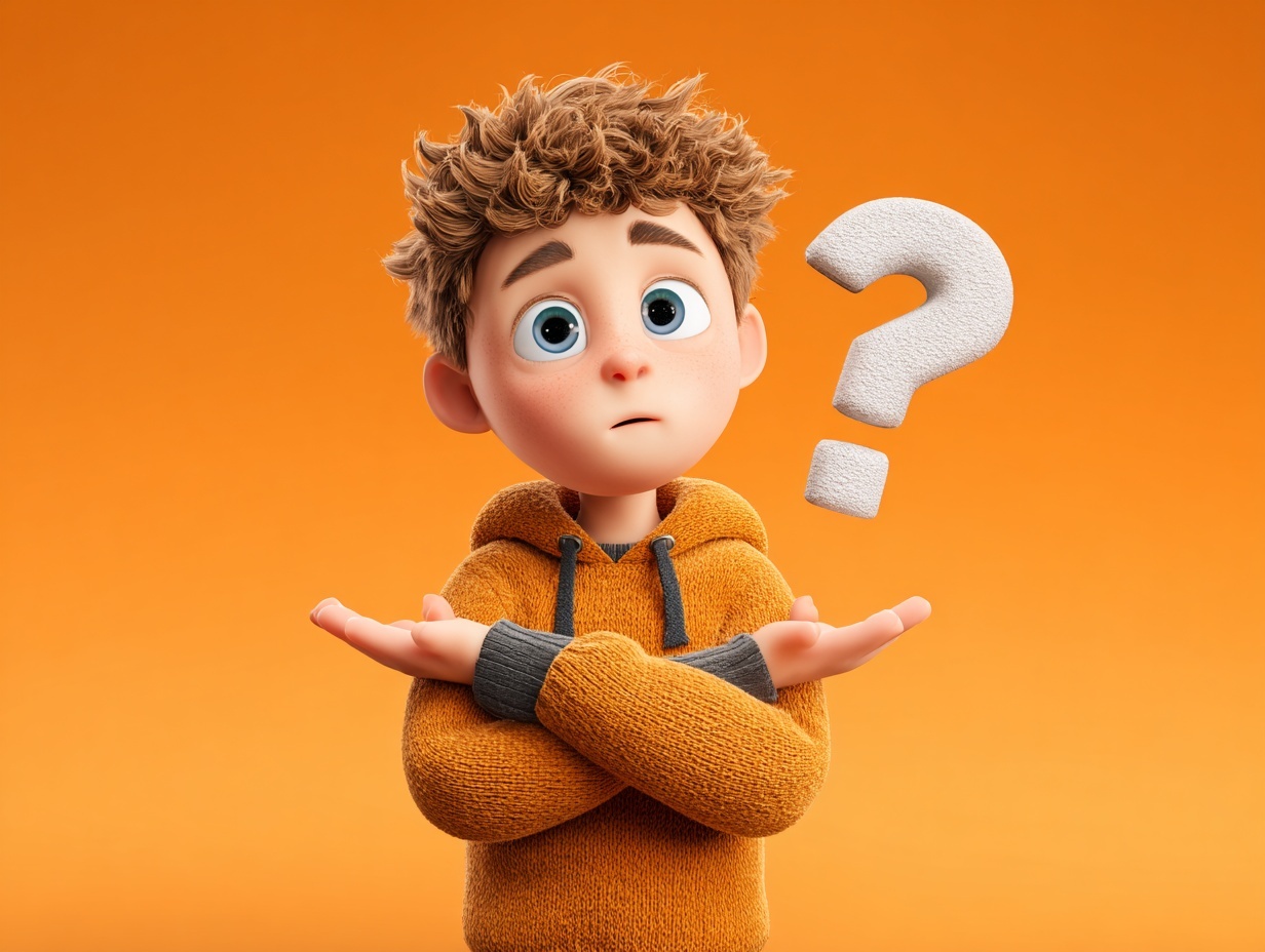 animated child with question mark